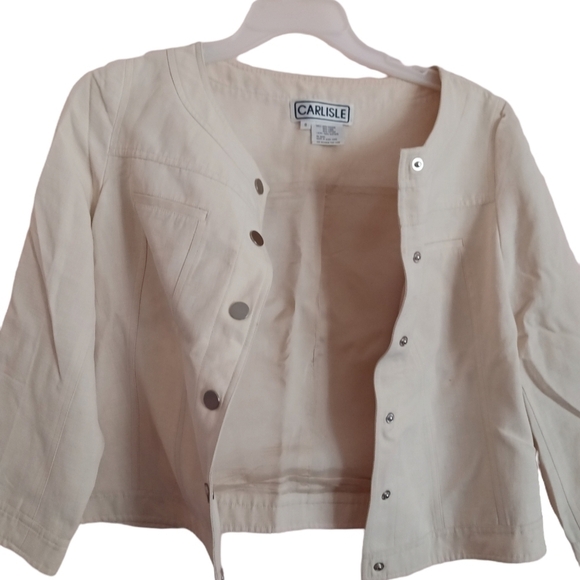 CARLISLE CREAM LONG SLEEVE SNAP UP JACKET - Picture 4 of 9